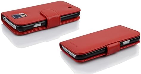 Caso Cadorabo Book Compatível com Samsung Galaxy S5 / S5 Neo em Inferno vermelho - com fechamento magnético e slots de 3