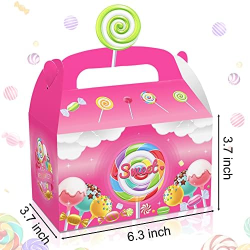 Umoni 24pcscandyland Party Favor Balec Box Candyland Lollipop Design Goody Gift Boxes for Candy Theme Birthday Party Baby Supply