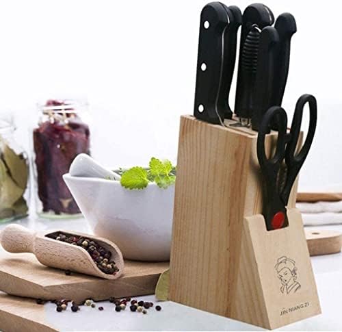 Utensílios de cozinha portador de bloqueio de faca de madeira com 6 slots organizados armazenamento de facas, estojo de faca