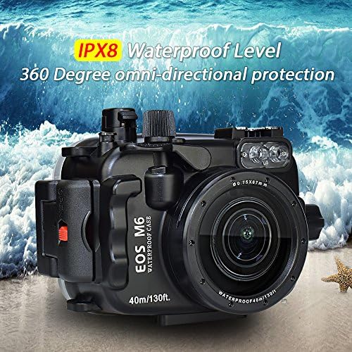 Os sapos do mar para Canon EOS M6 podem ser usados ​​com lentes de 22 mm de 130 pés/40m de câmera subaquática de câmera housing