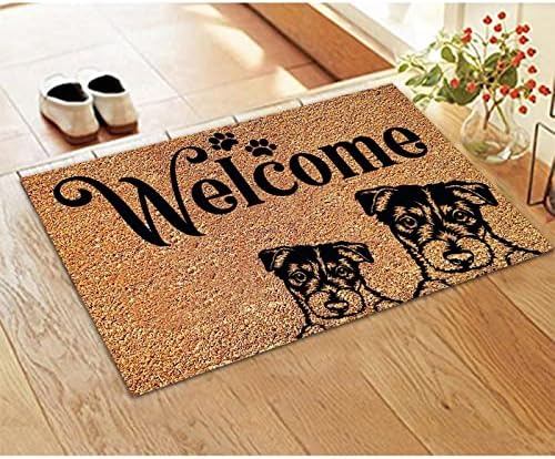 Bem -vindo a porta do cachorro, pistas de cães pegada área de tráfego de coco de coco, tapetes de piso de piso natural
