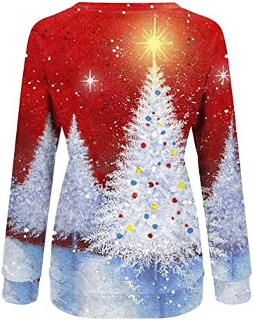 Fandream Womens Christmas Sweatshirt Christmas Print Boat Neck No Hood Bloups Athletic Retro Womens Pullover