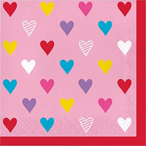 Dia dos namorados Red & Pink Hearts Mesa de festas - Placas de papel descartáveis ​​e guardana