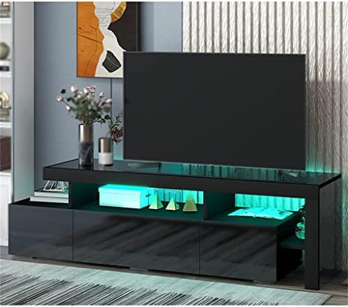 Zhyh Contemporary 16 cores Luzes LED Gabinete de TV Stand UV Centro de entretenimento de acabamento brilhante de 70 polegadas TV
