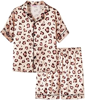 Pijama de cetim para meninas estilo casaco unicórnio e botão de seda de gato PJ Tamanho 6-16