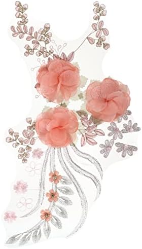 Kesyoo Flower Apliques Pink 3d Rose Bordado floral costurar em remendo adesivo para roupas parques para la ropa remendos de flores de apliques