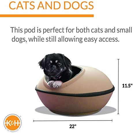 K&H Pet Products Mod Dream Pod Bed Tan/Black 22 polegadas