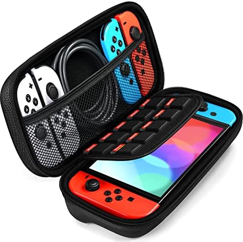 Caixa de transporte ivoler para Nintendo Switch e novo modelo OLED, bolsa portátil de concha dura transportando bolsa de jogo de