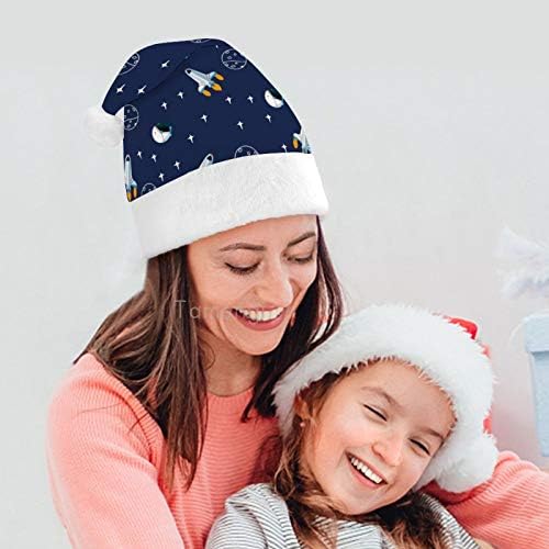 Chapéu de Papai Noel de Natal, Rocket Space Chat de férias de Natal para adultos, Hats de Natal Unisex Comfort para