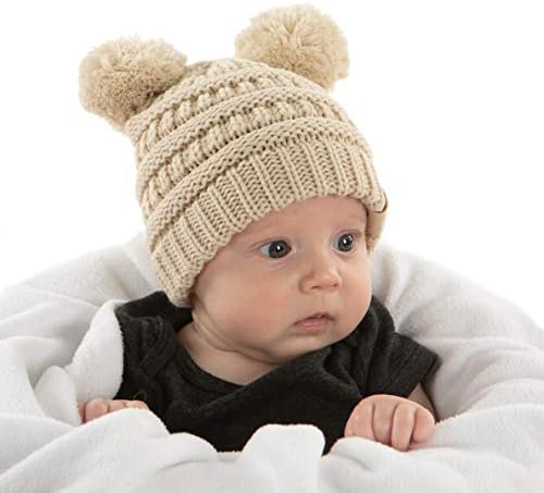 Funky Junque Exclusivos Beanie Baby Feanie Knit quente inverno pom pom cavelha chapéu
