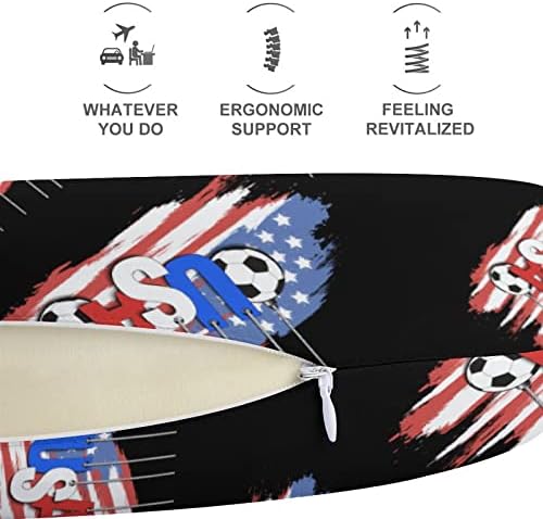 Pillow de futebol e um travesseiro de pescoço de bandeira dos EUA travesseiro em forma de U para viagens em casa