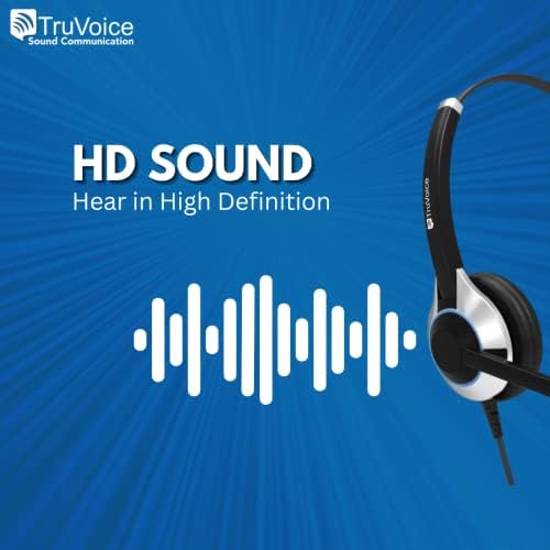 Truvoice HD -300 Deluxe Headset de orelha única com microfone de redução de ruído e alto -falantes HD - Compatível com Mitel,