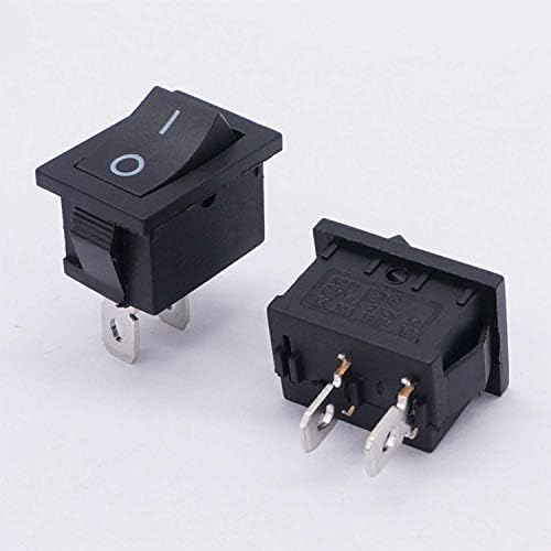 Vevel 10pcs AC 250V/6A, 125V/10A ， Black On/Off SPST 2 PIN 2 Posição Mini Rocker Switches Switch