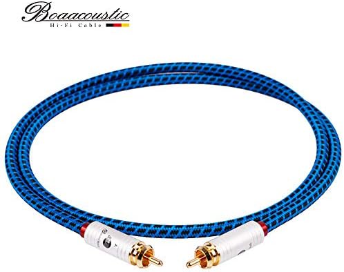 Jib Boaacoustic Blueberry Series 6N OCC® RCA para RCA Male para masculino Subwoofer High-end Subwoofer Cable- 3,2 pés/1m