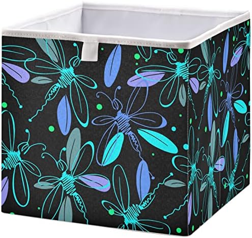 cestas de armário VISESUNNY Pretty Dragonfly Storage Bins de tecido para organizar caixas de cubos de armazenamento dobráveis