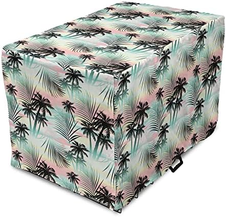 Capa de caixa de cachorro havaiana lunarável, vibrante e design de folhas, capa de canil de estimação fácil de usar para cachorros