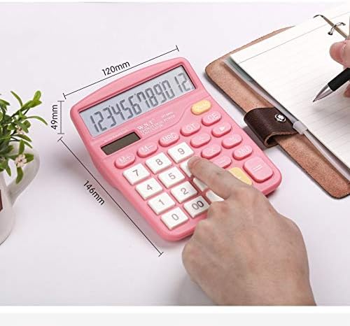 MJWDP calculadora de 12 dígitos Botões grandes ferramentas de contabilidade de negócios financeiros cor vermelha rosa