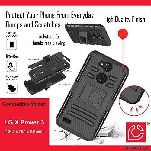 Caso Moriko Compatível com LG X Power 3 [Camada de armadura Proteção de queda de choque à prova de choque CLIP COMBO COMBO COMBO