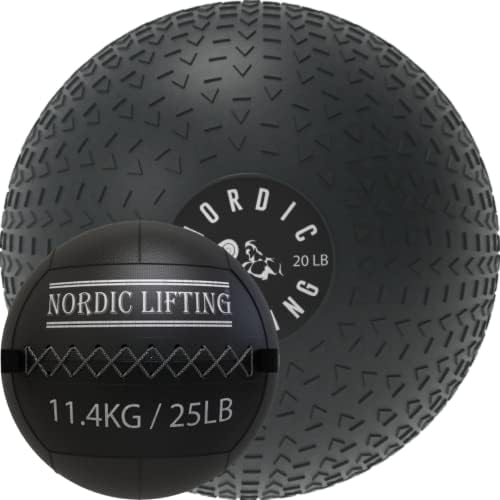 Nordic Lifting Slam Ball 20 lb pacote com bola de parede 25 lb