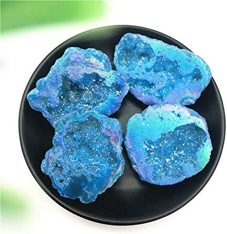 Seewoode ag216 1pc azul claro titânio aura de ágata de ágata cluster Pontos de cristal Pedras decorativas e minerais Gream