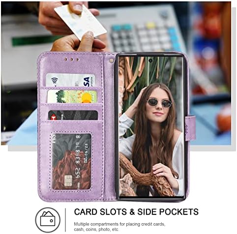 Ateeky Galaxy S23 Ultra Wallet Case, [Recurso de suporte] Tampa de couro protetor com slot de cartão de crédito [fechamento magnético]