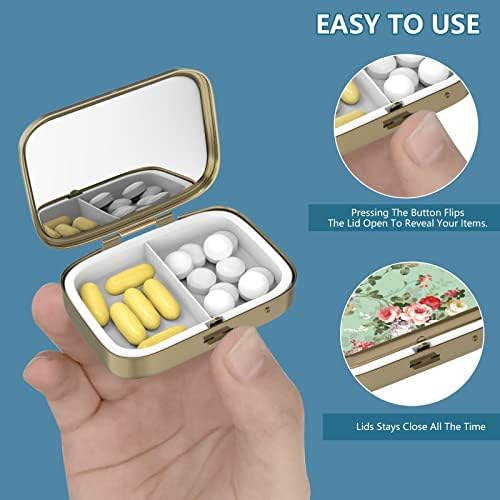 Caixa de comprimidos de comprimidos com espelho Retro 2 Compartamento Cague pequena para pílula para bolsa ou bolso de comprimido