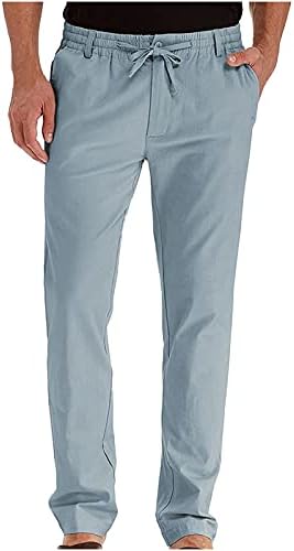 Calça de carga para homens, algodão ripstop calças clássicas relaxadas na cintura elástica calça casual com bolsos