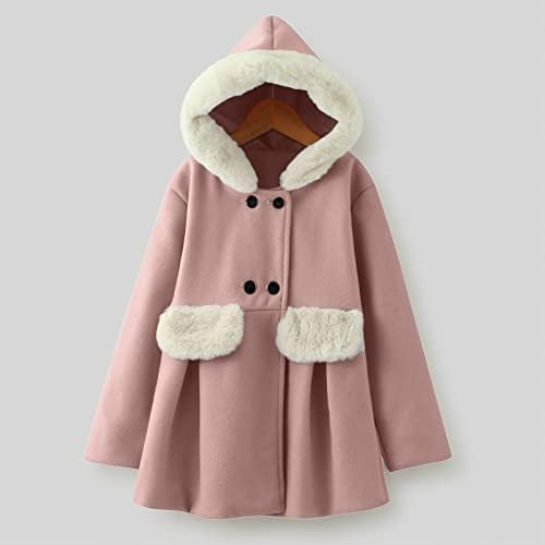 Casa -casaco à prova de vento de garotas para crianças pequenas casaco de lã de lã quente de lã quente com capuz