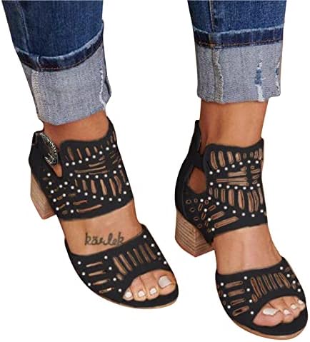 Sandálias para mulheres abertas de calda de fivela de fivela de moda de moda saltos grossos sandálias casuais sandálias de conforto