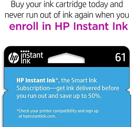 HP 61 Cartucho de tinta preta | Trabalha com o DeskJet 1000, 1010, 1050, 1510, 2050, 2510, 2540, 3000, 3050, 3510; Inveja 4500,
