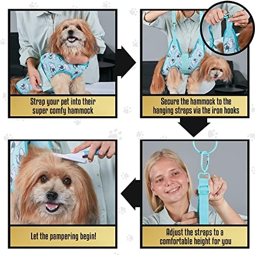 Hamking de cães versistas - Hammock - suporte para cães pesados ​​para corte de unhas, lavagem, limpeza - arnês de altura ajustável