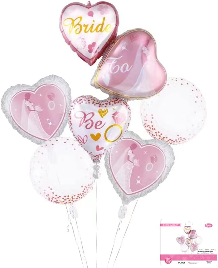 Bride To Ser Foil Balloon Set, 7pcs Supplies de chuveiro de noiva rosa para noiva do chuveiro de noiva para ser decoração de noivado