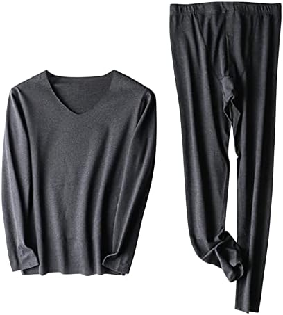 Masculino de cor sólida, traje de duas peças, tampo térmico e calças define um conjunto de aquecimento de roupas de sono macio