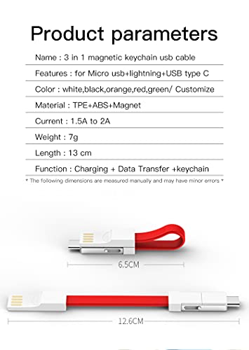 Lightning Cable ChainChain Carregador iPhone Android 3in1 Cabo magnético USB CABO DE USB CUNTO CUMB C RÁPIDO CARGA RÁPIDO 3.0