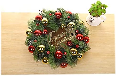 Garland de Natal de Sandm, coroa de natal para porta da frente, pinheiro artificial de pinheiro bowknot, baga, ornamentos