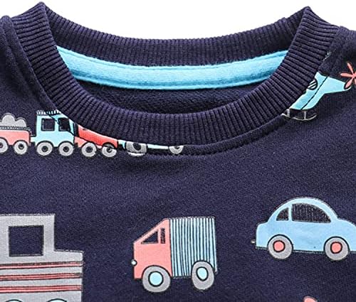 MUJOQE Toddler Boys Crewneck Sweatshirt Shirve Slave Shirt Detoon Pullover Algodão Tops casuais Tees 1-7 anos