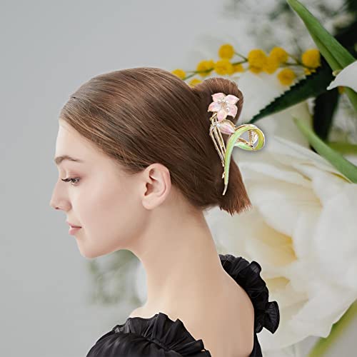 2pcs feminino clipe de cabelo floral fofo clipes de tulipa de metal grande clipe de garra não deslize acessórios para cabelos
