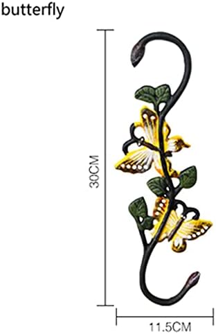 N/A 3 PC pintado à mão Ferro fundido S Gancho de parede em folhas Dragonfly Hummingbird Borda de flor