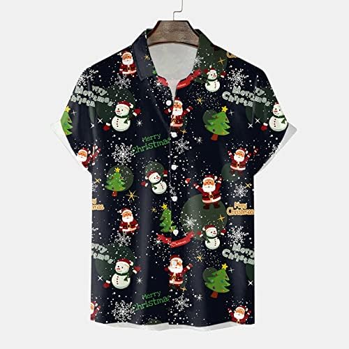 Wocachi Christmas Button Down camisetas para masculino Manga curta engraçada Xmas Papai Noel