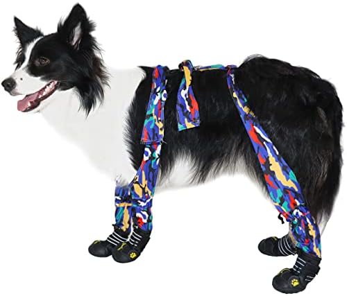 BestZone Botas de cachorro sapatos impermeáveis ​​para cães com faixas reflexivas Anti-deslizamento Anti-deslizamento Leggings