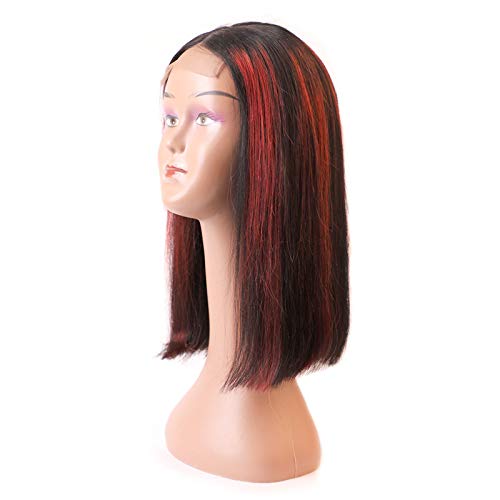 Peruca de destaque vermelho sizifee short perucas frontais de renda reta de cabelos retos peruca de cabelo de fechamento