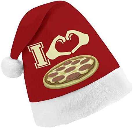 Eu amo pizza chapéu de natal personalizado chapéu de santa engraçado decorações de natal