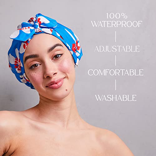 Grace & Company Luxury Shower Cap for Women - à prova d'água, reutilizável, lavável e respirável toupas de chuveiro - Gramercy