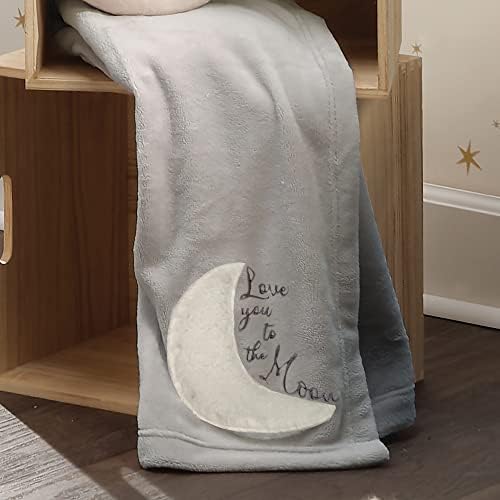 Lambs & Ivy Goodnight Moon Grey Aplicado e bordado com um cobertor de bebê
