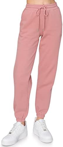 Cali1850 Premium de lã de nuvem feminina - calças de moletom - cintura elástica de cordão