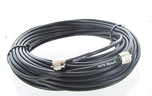 MPD Digital U.S fez um cabo coaxial preto RG-8X de 50 ohm com conectores masculinos UHF PL259, 18 pés