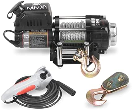 Guinchos guerreiros ninja 2.500 lbs 12V guincho elétrico com cabo de aço: ideal para barcos, ATVs, reboques e aventuras off-road.