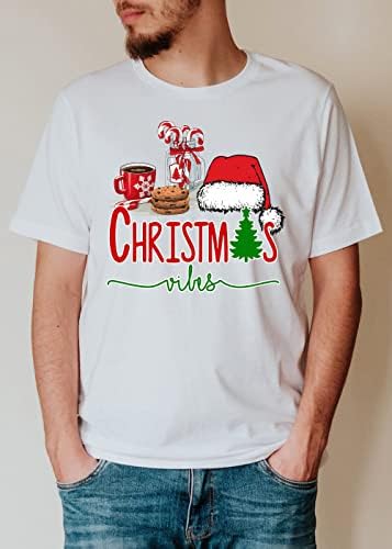 Camisa de Vibrações de Natal, Camisas de Natal Combinantes da Família Fun Fun Hot Cocoa Cookie Papai Noel Gift para Natal