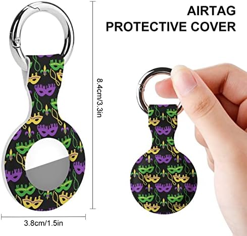 Caso de silicone impresso para padrão de Mardi Gras para Airtags com o chaveiro de proteção contra tags de tags de tags de tag de tag de tag de tag rastreador acessórios