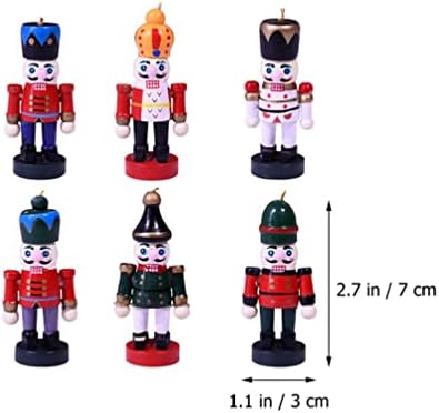 Ornamentos de quebra -nozes de natal decoração de soldados: 6pcs 7cm pequenos bonecos de pilhas de nozes de madeira pendurada